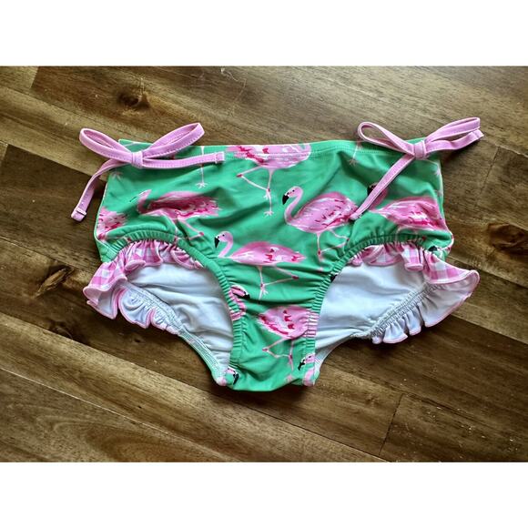NEW SweetHoney Maddi Tankini Swimsuit Set Flamingos Green Pink Ruffle Preppy  5 - Picture 6 of 9